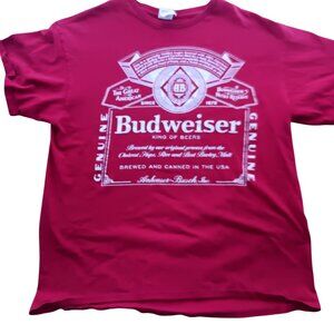 Budweiser King Of Beers Red Graphic T-Shirt Delta Pro Weight Size Large